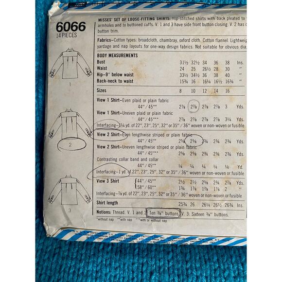 Simplicity sewing pattern  6066 blouse button down - Picture 4 of 5